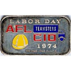 1974 AFL CIO Labor Day Enamel Silver Art Bar