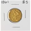 Image 1 : 1861 $5 Liberty Head Half Eagle Gold Coin