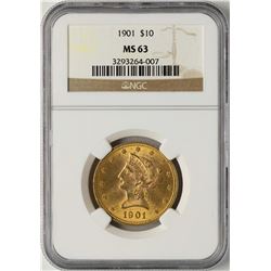 1901 $10 Liberty Head Eagle Gold Coin NGC MS63