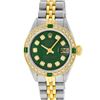 Image 2 : Rolex Ladies Two Tone Green Diamond & Emerald Datejust Wristwatch