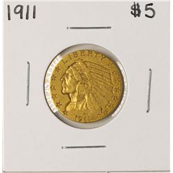 1911 $5 Indian Head Half Eagle Gold Coin