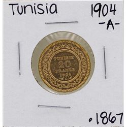 1904-A Tunisia 20 Francs Gold Coin