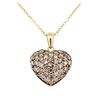 Image 2 : 14KT Yellow Gold 0.80 ctw Chocolate Diamond Heart Shaped Pendant with Chain