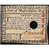 Image 1 : 1780 Massachusetts-Bay $20 Colonial Currency Note Signed by Loammi Baldwin