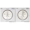 Image 1 : Lot of (2) Brilliant Uncirculated 1980 Mexico Una Onza Casas De Moneda Silver Co