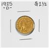 Image 1 : 1925-D $2 1/2 Indian Head Quarter Eagle Gold Coin