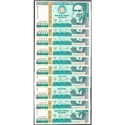 Lot of (10) 1988 Peru Diez Mil Intis Uncirculated Bank Notes