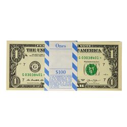 Pack of (100) Consecutive 2013 $1 Federal Reserve STAR Notes Chicago