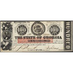 1863 $100 The State of Georgia Obsolete Note