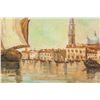 Image 3 : John S. Sargent US Oil on Canvas Harbor Scene