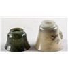 Image 5 : 2 Assorted Burma White & Green Jadeite Carved Cups