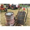 Image 1 : BARREL PUMP, BARREL DOLLEY AND 2 VINTAGE VICTORIA PETROLEUM LTD BARREL