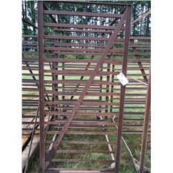 ROLLING METAL MATERIAL RACK  APROX. 6' WIDE X 3' DEEP & 7' TALL