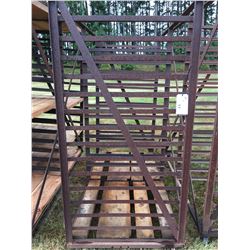 ROLLING METAL MATERIAL RACK  APROX. 6' WIDE X 3' DEEP & 7' TALL