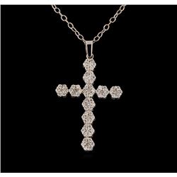 1.03 ctw Diamond Pendant With Chain - 14KT White Gold