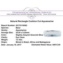 13.18 ct.Natural Rectangle Cushion Cut Aquamarine