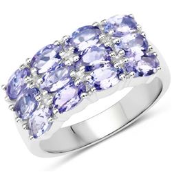 3.00 Carat Genuine Tanzanite .925 Sterling Silver Ring (size 8)