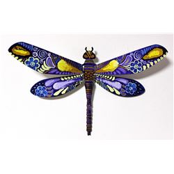 Patricia Govezensky- Original Painting on Cutout Steel "Dragonfly VIII"