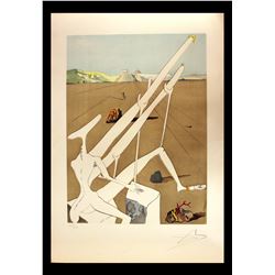 Salvador Dali- Original Engravings with Lithographic Color "Dali Martian Muni Double Microscope Holo