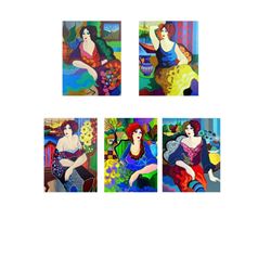 Patricia Govezensky- Set of 5 Serigraph on Paper "Gloria, Katy, Margo, Sitting Pretty, Mary"