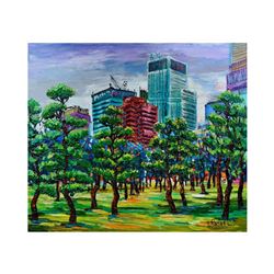 Yana Rafael "Trees In Bloom" Hand Signed Original Painting on Canvas with COA