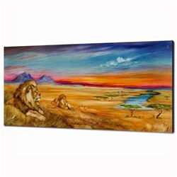 "Pride Of Lions" Limited Edition Giclee on Canvas (36" x 18") by Martin Katon, Numbered and Hand Sig