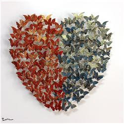 Patricia Govezensky- Original 3D Metal Art on Wood "Heart"