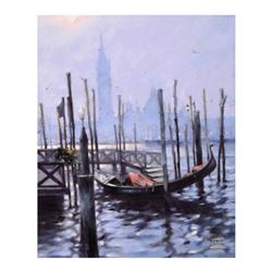 Vakhtang - "Gondola at Evening Time" Limited Edition Hand Embellished Giclee on Canvas, Numbered and