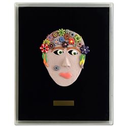 "Floral Goddess II" Original Hand-Made Ceramic Mask Sculpture by George Marlowe, with Certificate of