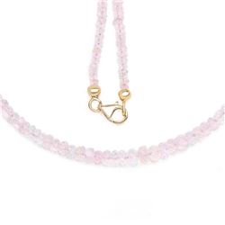 14K Yellow Gold Plated 60.00 Carat Genuine Morganite .925 Sterling Silver Necklace