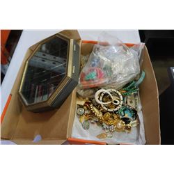 BOX OF JEWELLERY AND JEWELLERY CASE