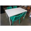 Image 1 : WHITE DINING TABLE W/ 4 GREEN CHAIRS