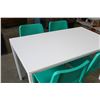 Image 2 : WHITE DINING TABLE W/ 4 GREEN CHAIRS