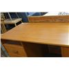 Image 2 : VINTAGE TEAK FINISH 3 DRAWER STUDENTS DESK WITH SIDE BOOKSHELF