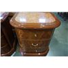 Image 2 : 2 WOODEN NIGHTSTANDS W/ MARBLE TOP INLAY W/ 3 DRAWERS