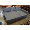 Image 8 : GREY UPHOLSTED SECTIONAL W/ PULLOUT SECTION