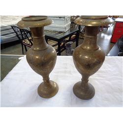 2 BRASS VASES