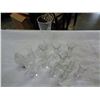 Image 1 : VINTAGE PRESSED GLASS SHOOTERS AND BUD VASE