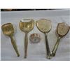 Image 1 : VINTAGE 4 PIECE VANITY SET AND VINTAGE GERMAN VANITY CLOCK