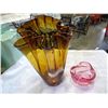 Image 1 : POLISH HAND BLOWN GLASS VASE AND BOWL
