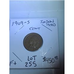 Extremely Rare 1909 S Indian Head Cent in Fine   Nice Early US Coin