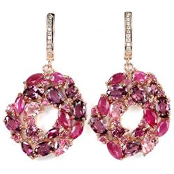 Natural RHODOLITE GARNET RUBY TOURMALINE Earrings