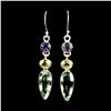 Image 1 : Natural Purple & Green Amethyst - Citrine Earrings