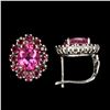 Image 2 : Natural Pink Topaz & Red  Ruby 21.54 Cts Earrings