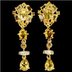 NATURAL ORANGISH YELLOW CITRINE 40x15 mm Earrings