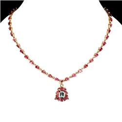 Natural Sky Blue Topaz & Pink Tourmaline Necklace