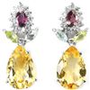 Image 1 : Natural CITRINE TOPAZ PERIDOT RH-GARNET Earrings