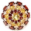 Image 3 : NATURAL DARK ORANGE RED GARNET & CITRINE Ring