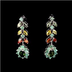 Natural  Emerald Fancy Sapphire Chrome Diopside Earring