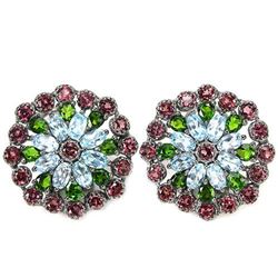 Natural TOPAZ CHROME DIOPSIDE RHODOLITE GARNET Earring